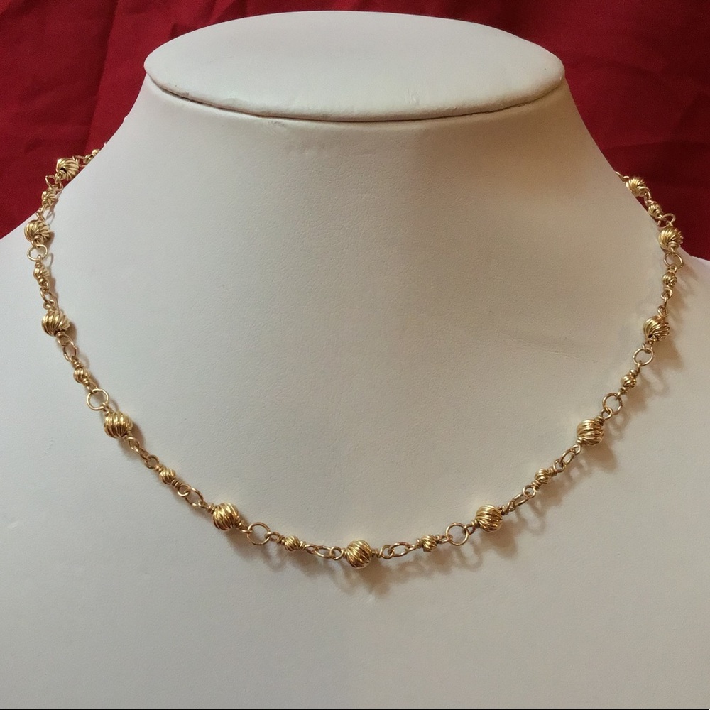 NWT Gold Filigree Bead Necklace